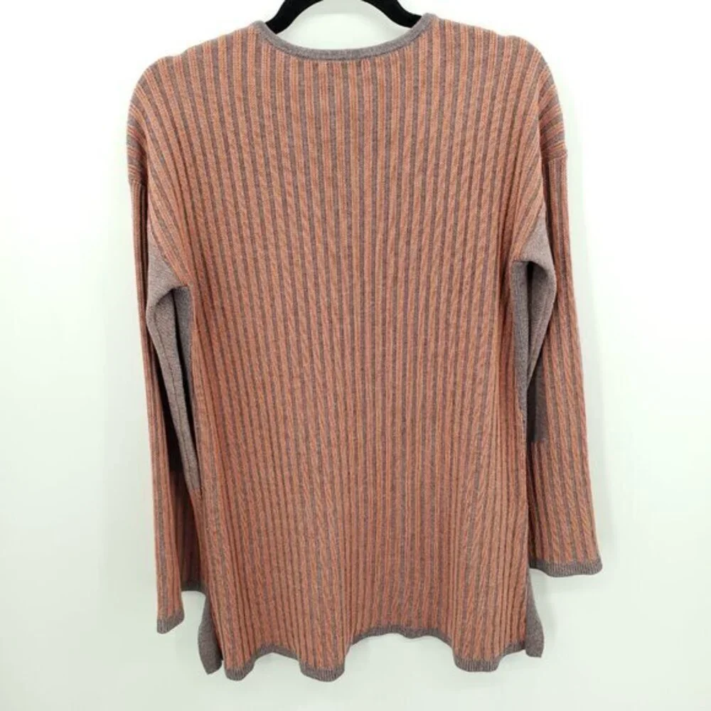 Smartwool Shadow Pine V-Neck Rib Sweater M Sparrow Heather/Sunset Coral Heather